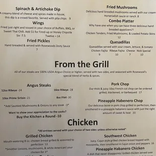 menu