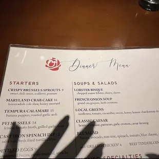 menu