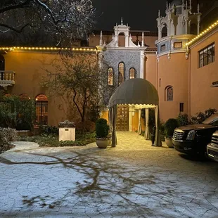 Moonlit front entrance
