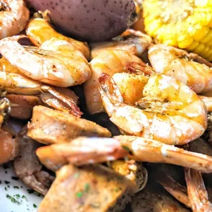Shrimp and sausage.