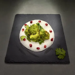Jicama-Romanesco "Tostada" with Pomegranates