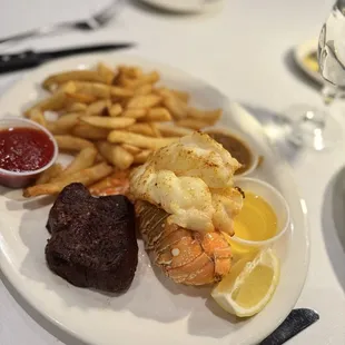 Petite fillet and grilled lobster tail