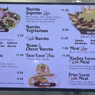 Menu Board, 7/18/2022