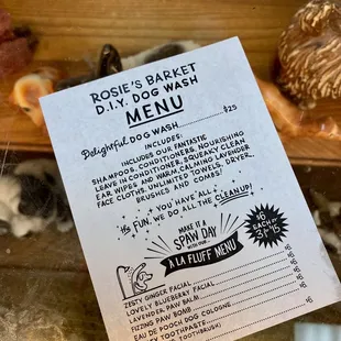 Rosie's Barkét menu (as of February 2023)