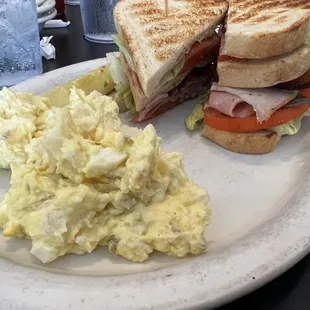 Club Sandwich With Potato Salad