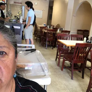a woman in a restaurant