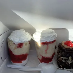 Tres leches cake in a cup &amp; chocolate ganache