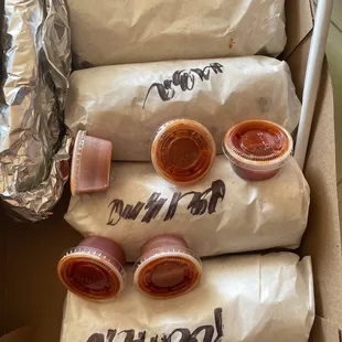 the contents of a burrito box