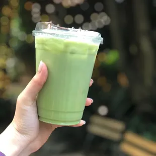 Rose matcha latte