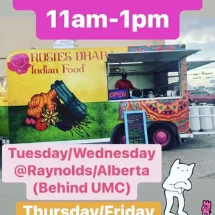 Lunch Hours &amp; Locations :-)
Lunch 11am-1pm
*Tuesday &amp; Wednesday at 4241 Alberta St (UMC/ Texas Tech)
*Thursday &amp; Friday at 6211 Montana