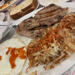 2 Pork Chops and Eggs