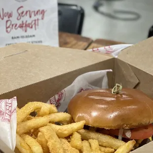a burger and fries