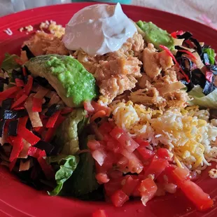 Lunch Taco Salad with Shredded Chicken