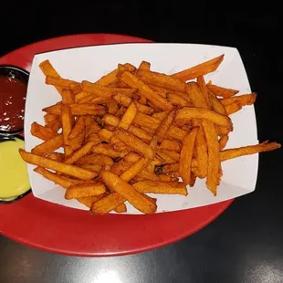 Sweet Potato Fries (3 Stars) w/ Ketchup (3 Stars) &amp; Honey Mustard (3 Stars) - $8.95 (10/2021)