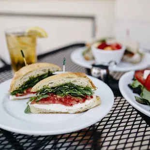 two plates of food on a table