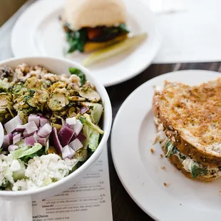 two plates of food on a table