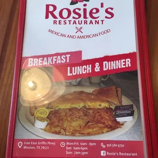 a menu for a restaurant