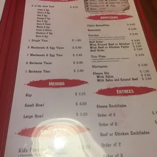 menu