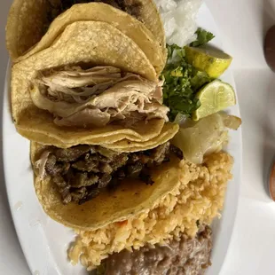 Taco plate beef and chicken