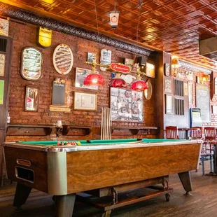 a pool table in a pub