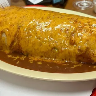 Side profile of the Yucaipan extra large burrito