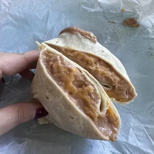 Bean and cheese burrito