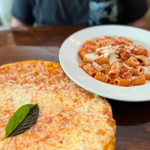 Pizza Margherita and Bombolotti Amatriciana