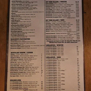 menu as of 04/2022