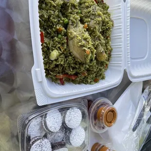 Chicken and rice was yum! Those little cookies are good too!