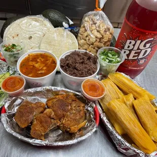 Barbacoa,menudo,tamales,chicharrones,carnitas and tortilla