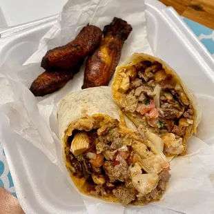 Crazy Rosita wrap, sub fries for plantains