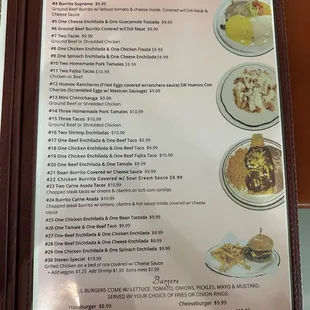 Menu as of 8/31/2024