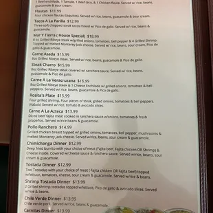 Menu as of 8/31/2024