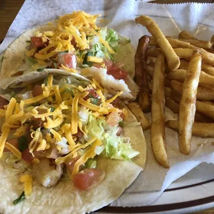 Fish tacos, came with fries