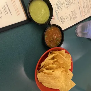 Chips and Salsa! Their green sauce in particular is my favorite.