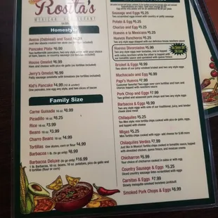 Breakfast menu options