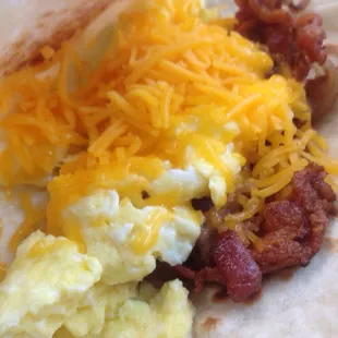 Bacon egg and cheese tacos ... Yummmmm