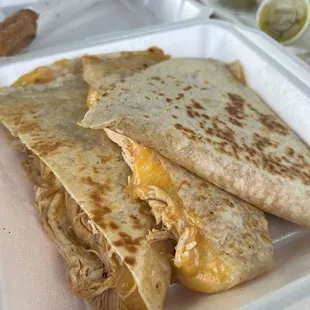 Shredded chicken quesadilla