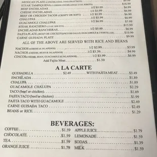 menu