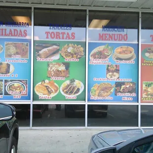 a menu on the window