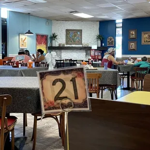 tables and chairs in a restaurant