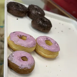 a variety of doughnuts on display