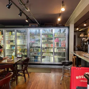 The interior showing the drink cases.