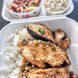 Teriyaki butter fish and poke