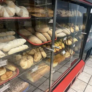a display of bread and pastries