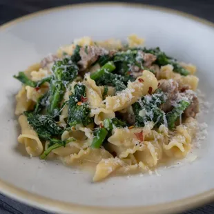 Campanelle Pasta, Italian Sausage, Rabe