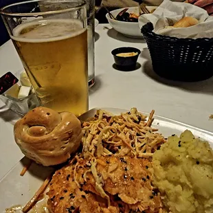 Delicious sesame encrusted salmon and spicy slaw. Perfection!