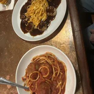 Veal saltimbocca and Bucatini &amp; Meatballs