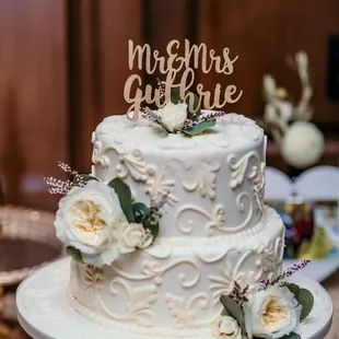 a wedding cake on a table