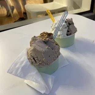 two cups of ice cream